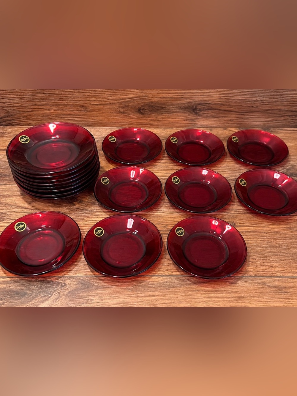 Vintage Anchor Hocking Royal Ruby Red Glass Dessert/ Saucers - Depression Glass